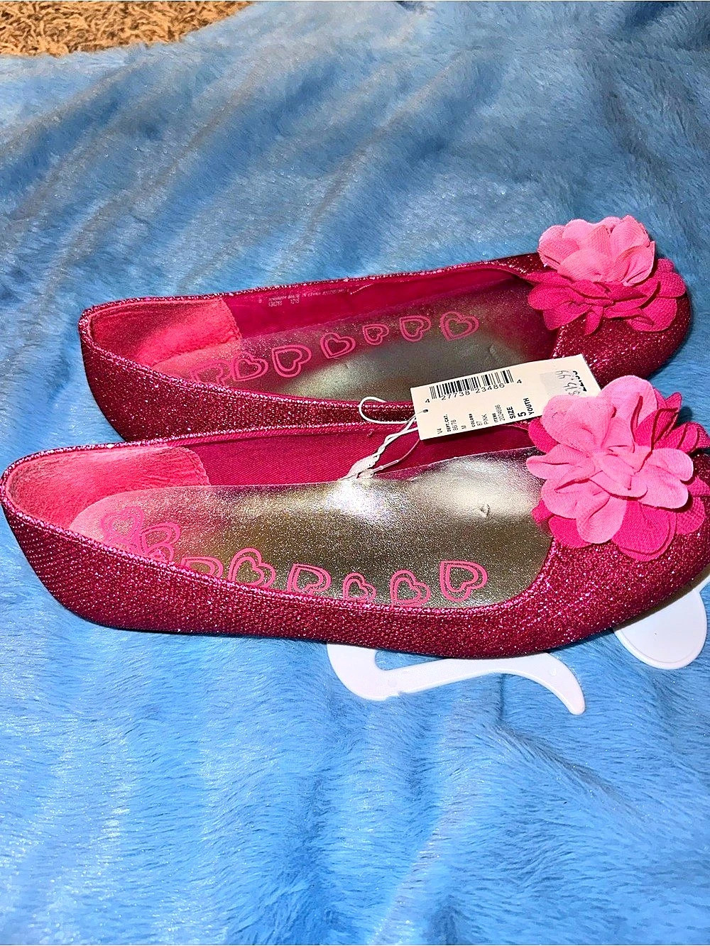The Children's Place Girls US 5 Pink & Red Flower Flats NWT